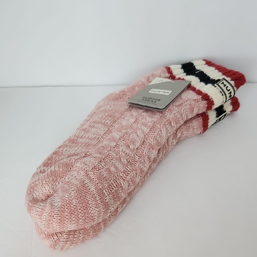 Hunter Pink Cable Knit Slipper Sox